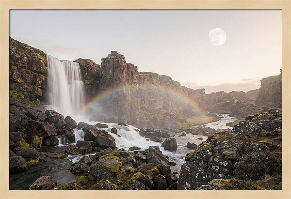 Lunar Rainbow Over Waterfall