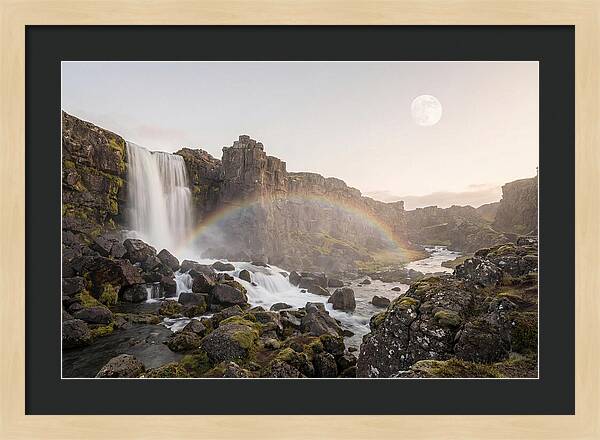 Lunar Rainbow Over Waterfall