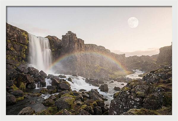 Lunar Rainbow Over Waterfall