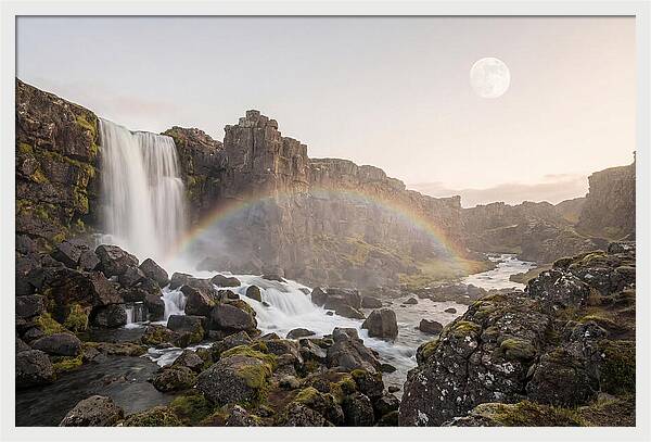 Lunar Rainbow Over Waterfall
