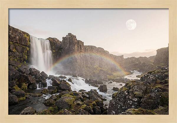 Lunar Rainbow Over Waterfall