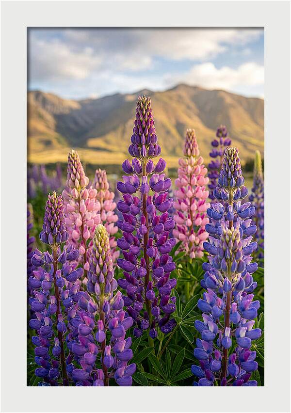 Lupine Fields In New Zealand