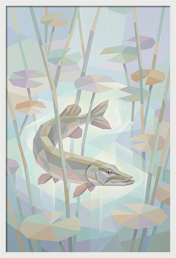 Lurking Pike Among Water Lilies