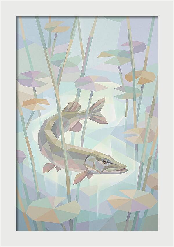 Lurking Pike Among Water Lilies