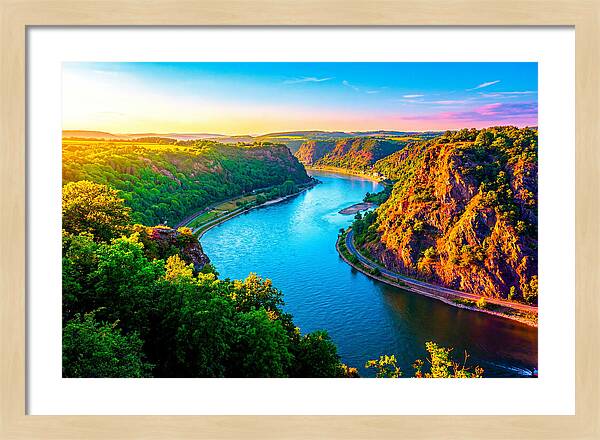 Lush Rhine Valley At Sunset
