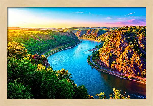 Lush Rhine Valley At Sunset