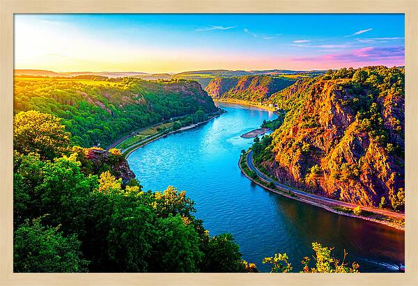 Lush Rhine Valley At Sunset