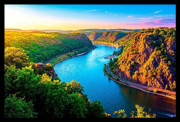 Lush Rhine Valley At Sunset