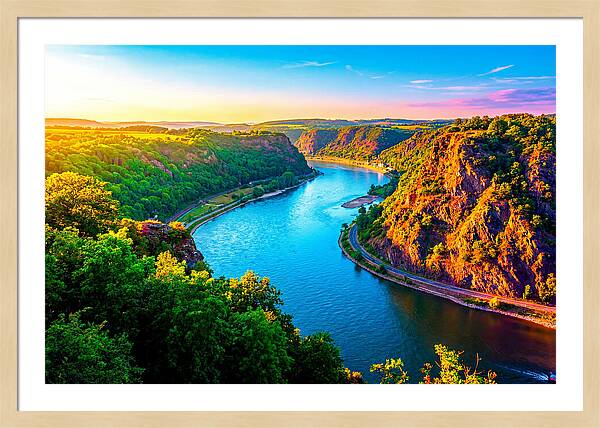 Lush Rhine Valley At Sunset