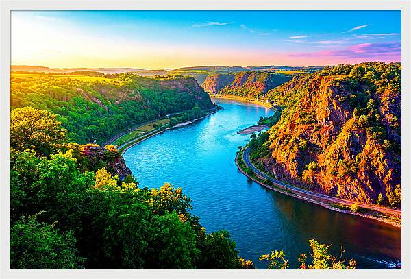 Lush Rhine Valley At Sunset