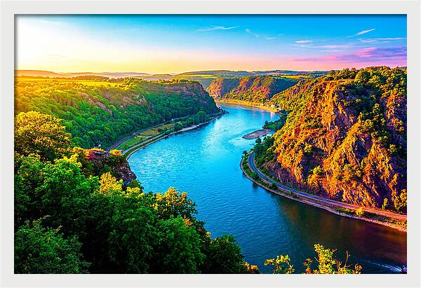 Lush Rhine Valley At Sunset