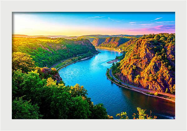Lush Rhine Valley At Sunset