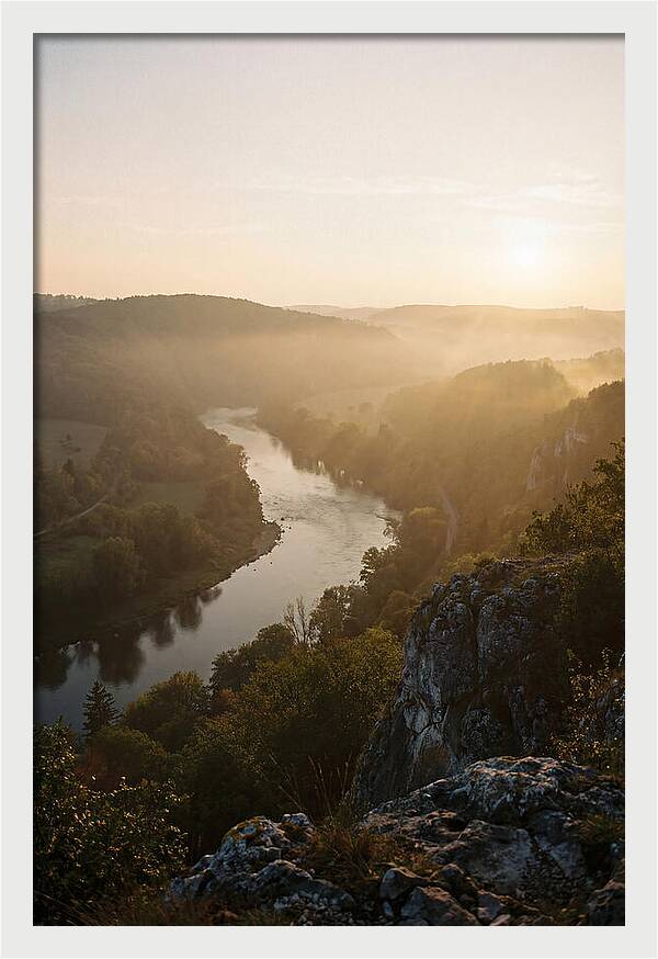 Lush River Valley At Dawn