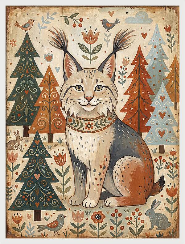 Lynx Among Whimsical Trees
