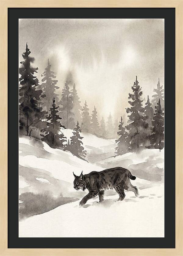 Lynx Hunting In Snow