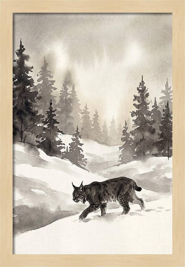 Lynx Hunting In Snow