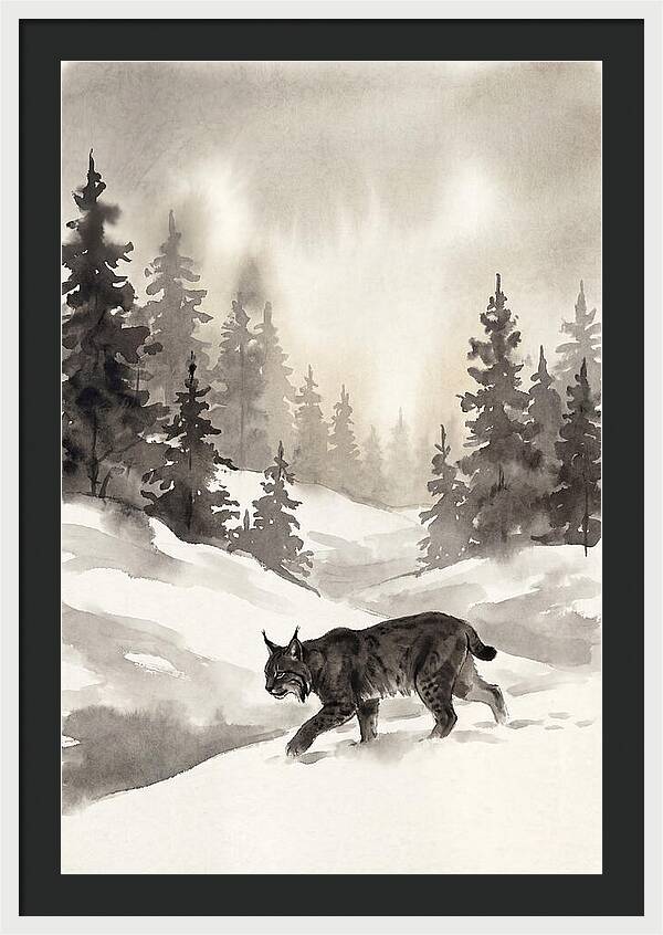 Lynx Hunting In Snow