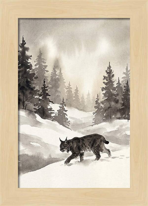 Lynx Hunting In Snow