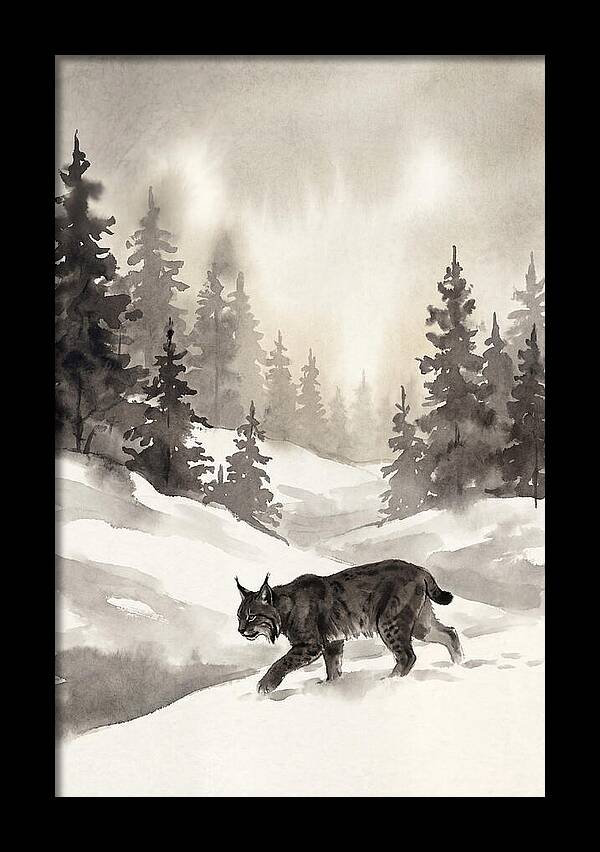 Lynx Hunting In Snow