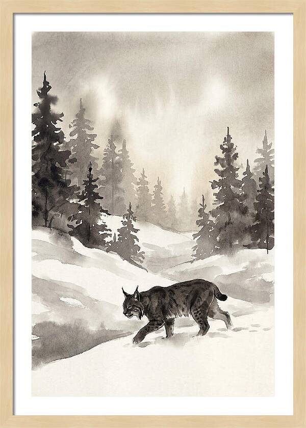 Lynx Hunting In Snow