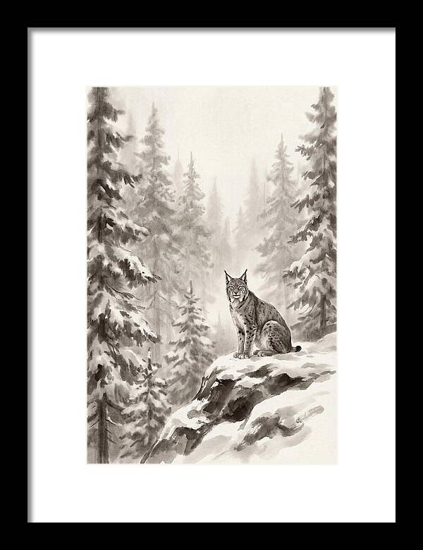 Lynx In A Snowy Forest