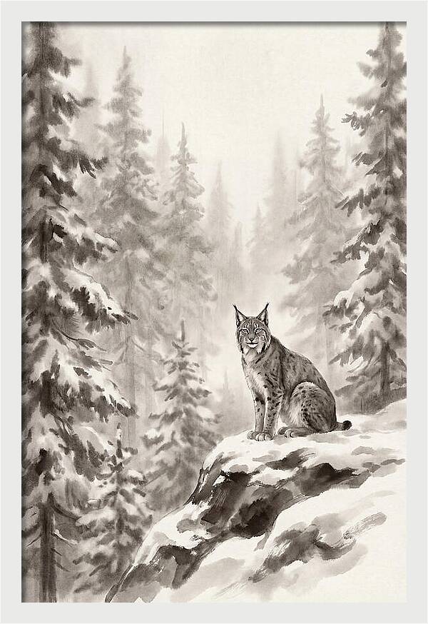 Lynx In A Snowy Forest