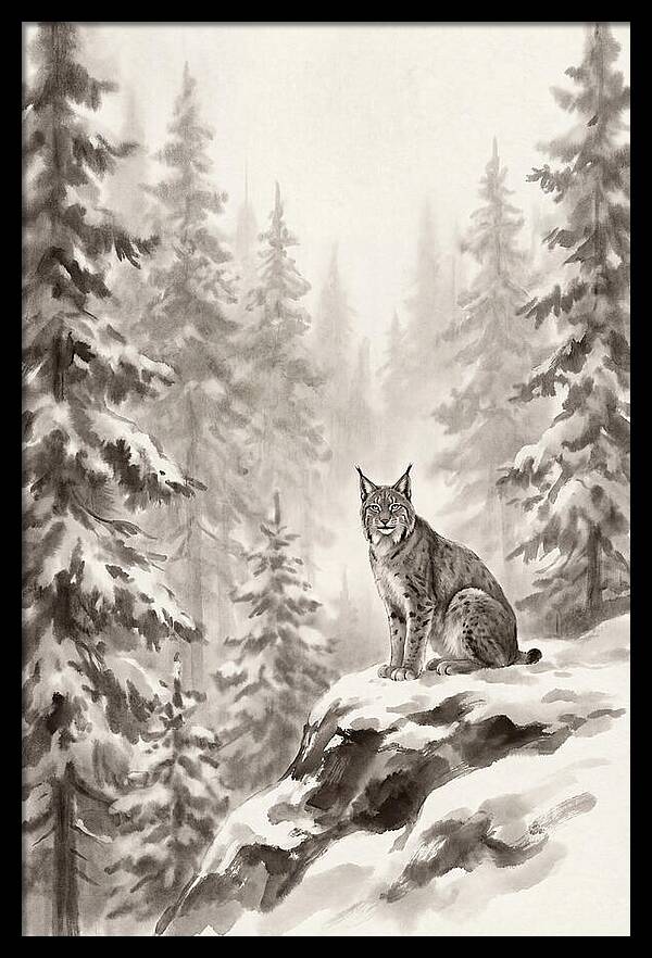 Lynx In A Snowy Forest