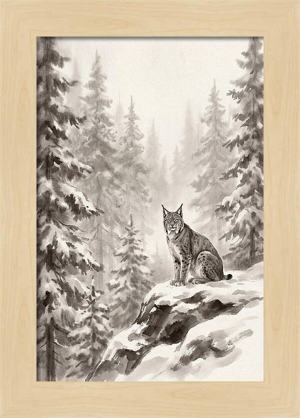 Lynx In A Snowy Forest