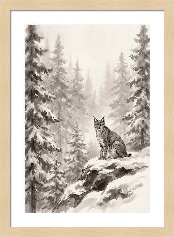 Lynx In A Snowy Forest