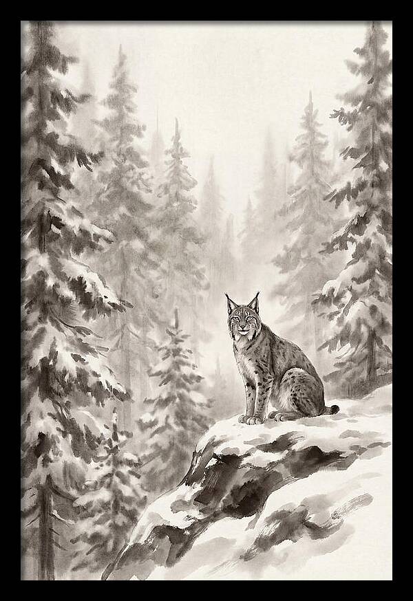 Lynx In A Snowy Forest