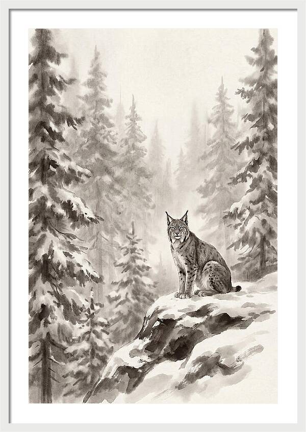 Lynx In A Snowy Forest