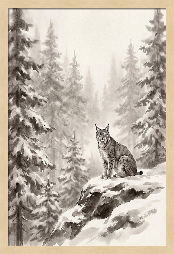 Lynx In A Snowy Forest