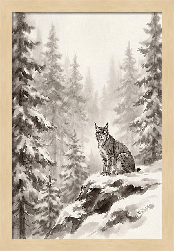 Lynx In A Snowy Forest