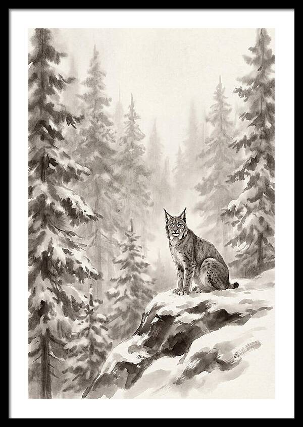 Lynx In A Snowy Forest