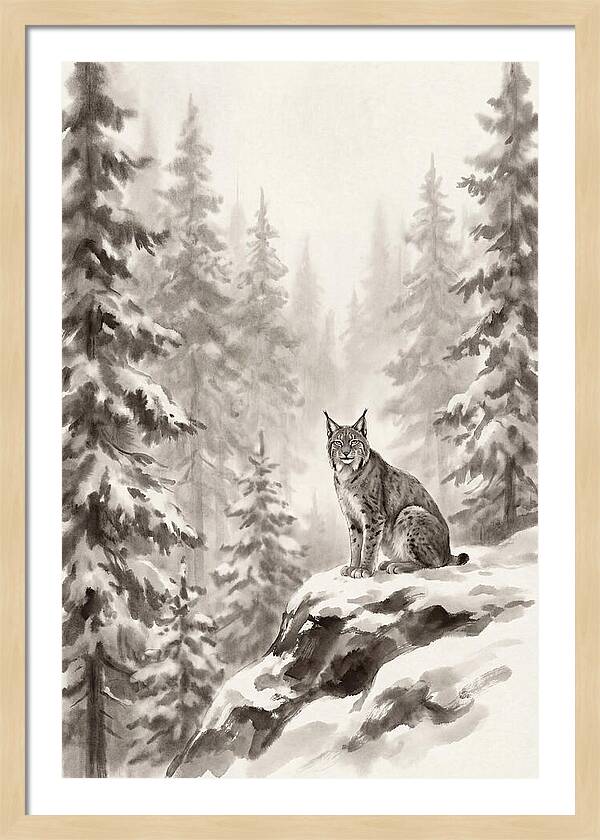 Lynx In A Snowy Forest