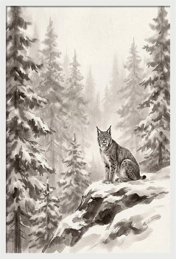 Lynx In A Snowy Forest