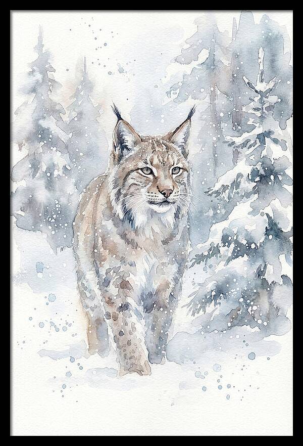 Lynx In A Snowy Forest