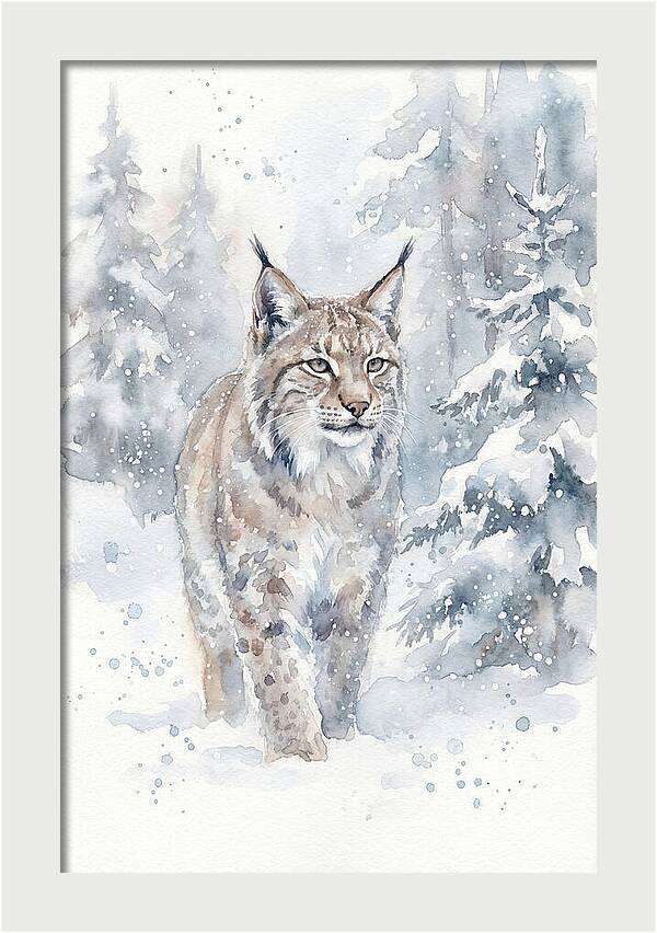 Lynx In A Snowy Forest