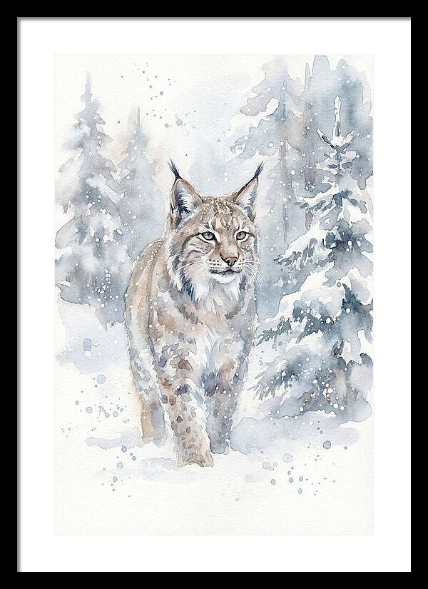 Lynx In A Snowy Forest
