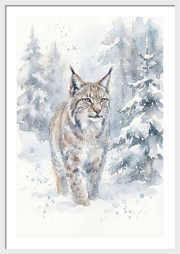 Lynx In A Snowy Forest