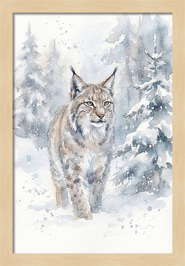Lynx In A Snowy Forest