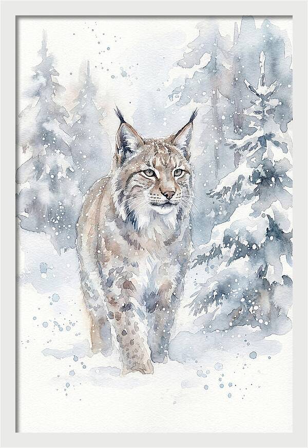 Lynx In A Snowy Forest