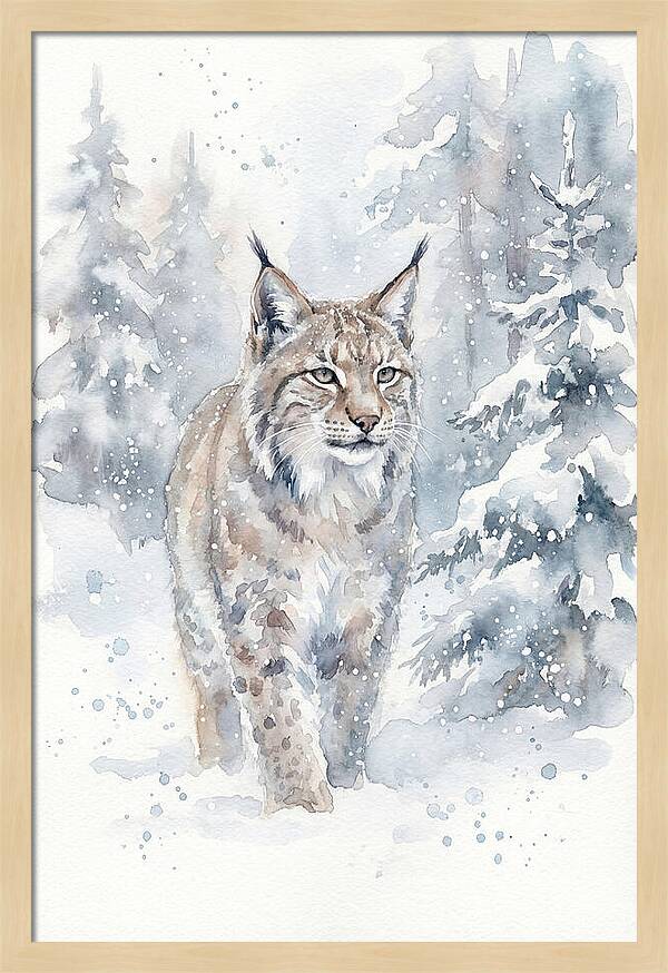 Lynx In A Snowy Forest