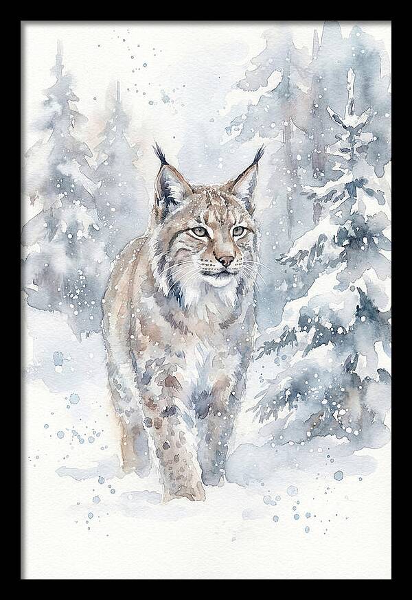 Lynx In A Snowy Forest