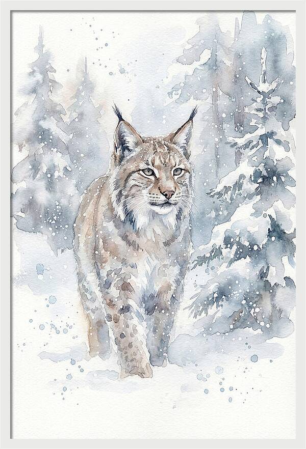Lynx In A Snowy Forest