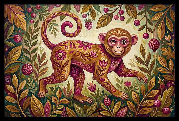 Macaque In Vibrant Foliage