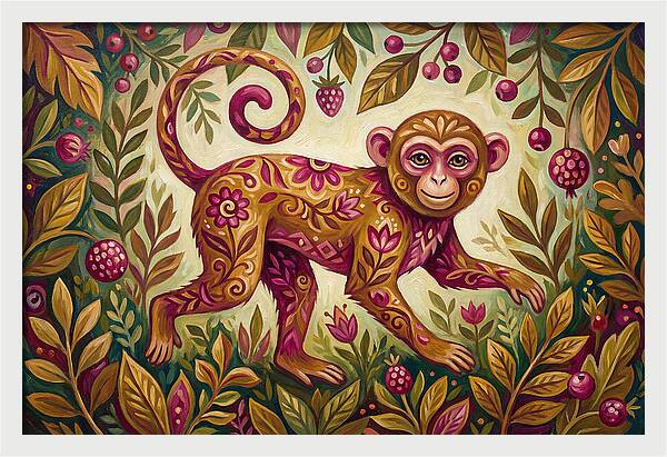Macaque In Vibrant Foliage