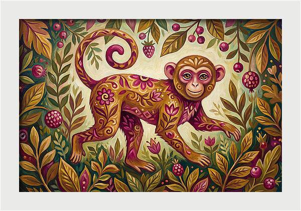 Macaque In Vibrant Foliage