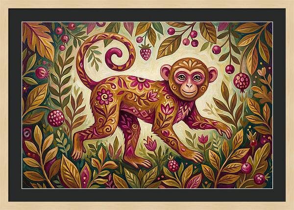 Macaque In Vibrant Foliage