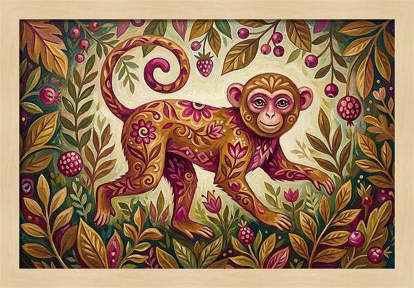 Macaque In Vibrant Foliage